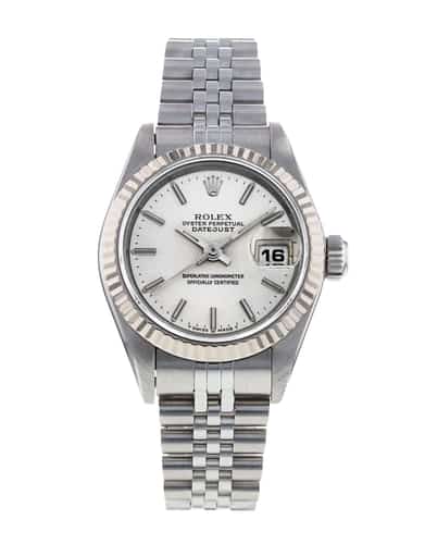 Rolex Datejust Lady Silver Baton Dial Bracelet Strap
